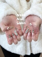 ネコ(Neko)/埋め尽くし　ヒョウ柄　フレンチ