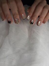 リボンネイル　フレンチネイル