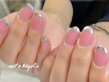 ネイルズミューコ(nail's MyuCo)/キラキラガラスフレンチ