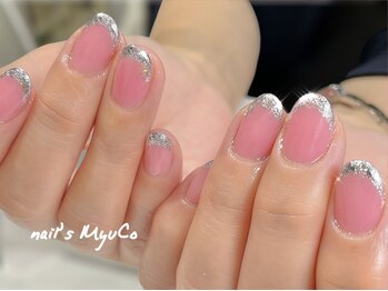 ネイルズミューコ(nail's MyuCo)/キラキラガラスフレンチ