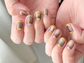 Wフレンチ×マグネットネイル
