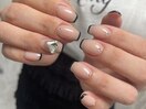 ハートビジューネイル