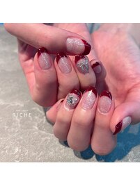 ピンクラメ×ボルドーフレンチ