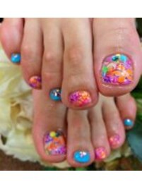 カラフルフラワーネイル