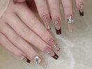 冬のネイル赤フレンチ