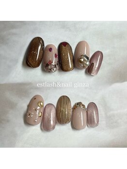 エストラッシュアンドネイル 銀座店(est lash&nail)の写真/お仕事柄爪を長く出来ない方/丸爪/ちび爪の方におすすめ♪短い爪でも可愛いデザインを豊富にご用意☆