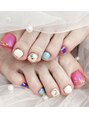 ネイルサロン ジェイ(Nail Salon J) 上野/やり放題/フットネイル/カラーフルデザイン/ニュアンス
