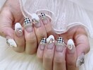 千鳥柄ネイル フレンチガーリー