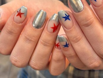 アイネイルズ 梅田店(I nails)/メタリック星フレンチ個性派