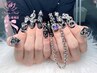 【長さ出し10本アートとパーツ埋め尽くし付け放題◇¥14500→¥13500