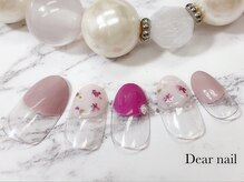 ディア ネイル(Dear nail)/丸フレンチ×押し花