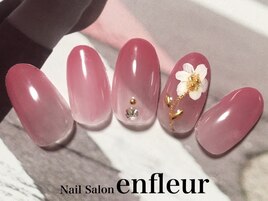 カラーグラデ&手描きお花アート