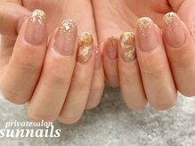 サンネイルズ(sun nails)/2本アート　ラメがけ追加