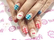 ネイルサロン 爪吉/ガーリーチェック＆さくらんぼ♪