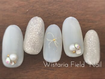 ウィスタリアフィールドネイル MONAD店(WISTARIA FIELD)/ラメリボン アートネイル