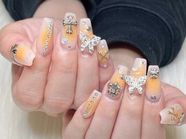 ★オレンジチークパーツネイル★