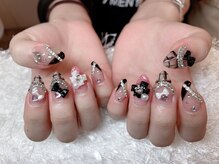レアネイル 新宿(le'a nail)/黒チェックネイル