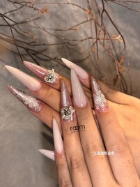 ロングネイル×冬デザイン