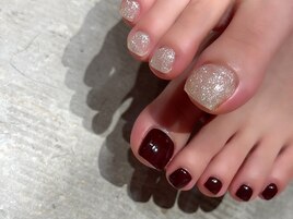 フットネイル/ボルドーネイル