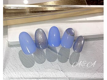 ミラー×うるキラブルーネイル