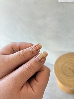 ぷっくりチェック×手書きリボン