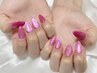 《HAND》チップ長さだしマグネット／ラメワンカラー／チークネイル