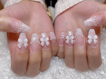 レアネイル 新宿(le'a nail)/リボンフレンチネイル