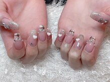 レアネイル 新宿(le'a nail)/黒チェックネイル