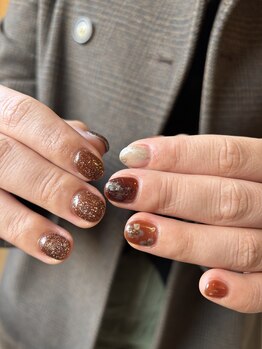 ザ コモン ネイル恵比寿(the common nail)/ブラウン 冬ネイル