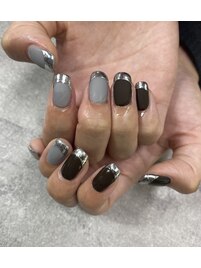 冬ネイル2023【ミラーフレンチ】