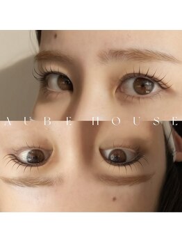オーブハウス(aube house)の写真/パーマ液不使用でまつ毛への負担を抑えながら、根元から美しく立ち上げるまつ毛カール。似合わせカールも◎