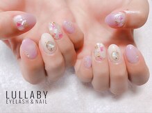 ララバイ 恵比寿店(LULLABY)/薄いパープルとシェルで春ネイル
