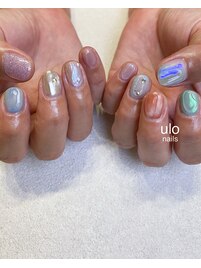 夏の配色クリアネイル