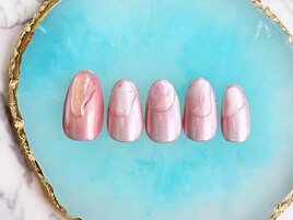 ミラーネイル×ぷっくりネイル