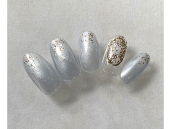 ネイルサロンルーミー(ROOMY)/白パールニュアンス風ネイル