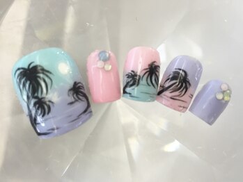ラリュールネイル(L'Allure nail)/フットリゾートヤシネイル￥9900