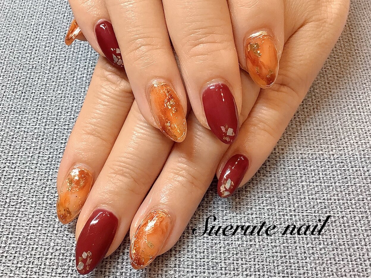 2025年秋トレンド】べっ甲 ボルドーのネイルデザイン集｜人気順