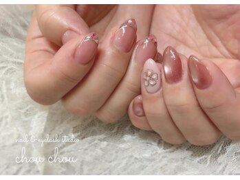 ネイルアンドアイラッシュスタジオ シュシュ(chouchou)/ドライフラワーをフレンチに