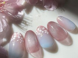 青空ピンク桜ネイル