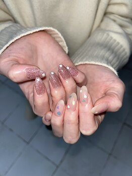 クムネイル 経堂(kkum nail)/ちぐはぐハートネイル