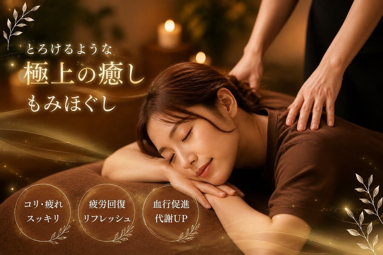 【贅沢全身ご褒美ケア】限界疲労を芯から癒やす極上全身もみほぐし９０分