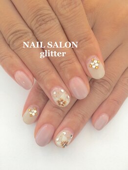 ネイルサロン グリッター(NAIL SALON glitter)/大人なお花ネイル