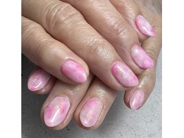 ピンク×マーブルネイル