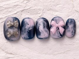 ネイビーもやもや冬リボン￥7800