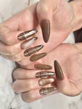 ビーメルシー 天満橋(bea.merci)/ブラウンチェックネイル♪