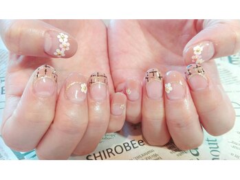 トータルサロン 白べぇーっ プラス/ツイードフラワーネイル*