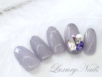 ラグジュアリーネイルズ オオミヤ(Luxury Nails Omiya)/ワンカラー&３Dジュエルビジュー