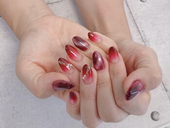ネイル ビューティーマジック 葛西本店/ボルドーマグネットネイル