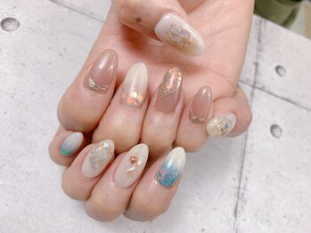 ネイル ビューティーマジック 葛西本店/アシンメトリーシェルネイル