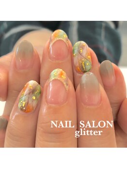 ネイルサロン グリッター(NAIL SALON glitter)/秋のタイダイネイル